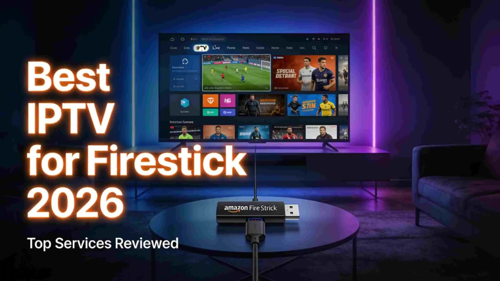 Best IPTV service for Firestick 4K Max in 2026 showing live channels on a 4K TV