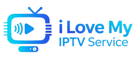 i Love My IPTV Service logo with modern blue gradient design and streaming TV icon