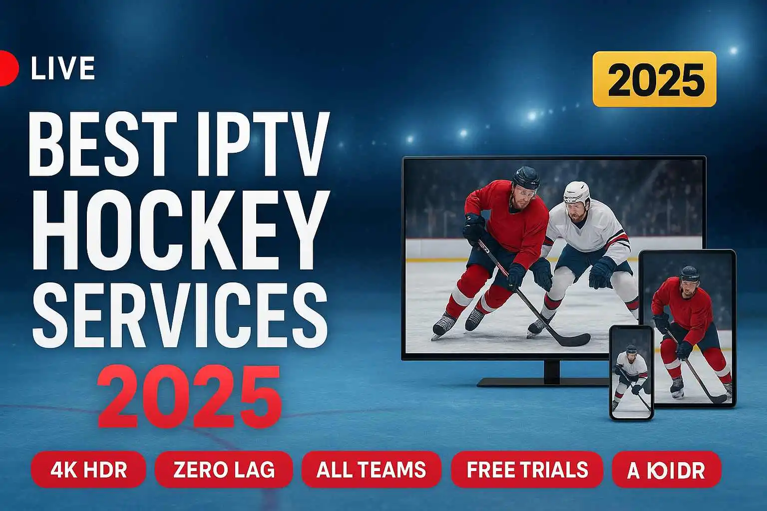 Best IPTV Hockey Services 2025 - Stream NHL games live on multiple devices with 4K HDR quality, zero lag, and access to all teams