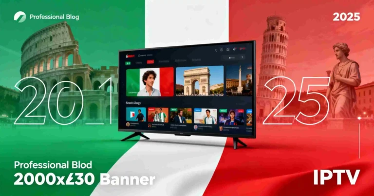 Best IPTV for Italian channels 2025 - Smart TV streaming service with Italian flag colors showing premium Italian content and live TV options